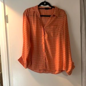 Peach and cream geometric blouse